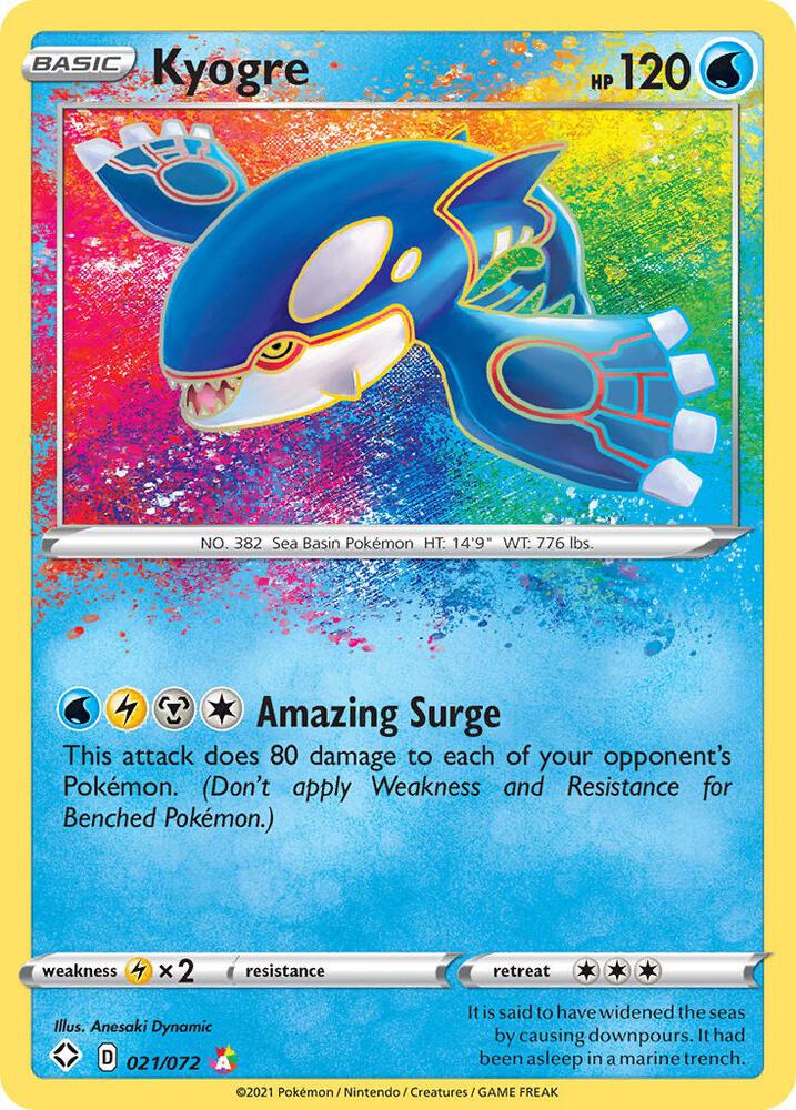Kyogre - 021/072 - Amazing Rare (Inglés Foil NM)