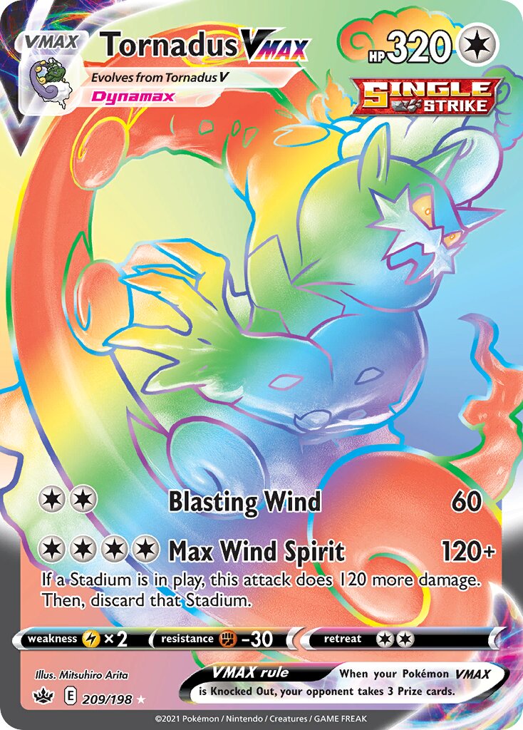 Tornadus VMAX - 209/198 - Rare Rainbow (Inglés Foil NM)