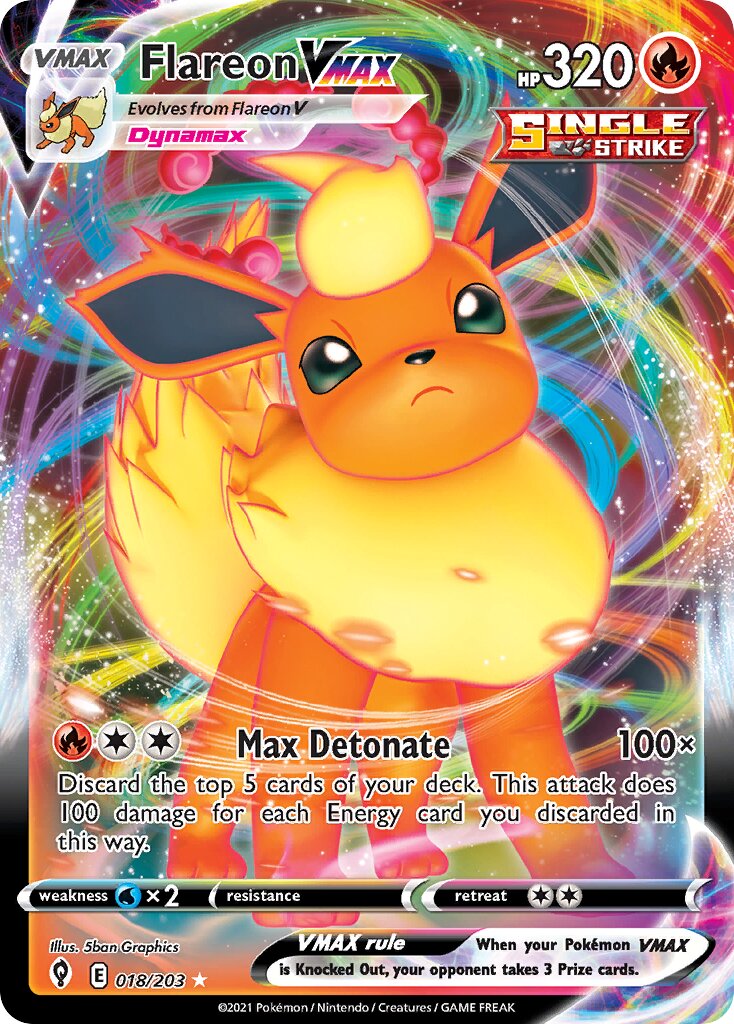 Flareon VMAX - 018/203 - Holo Rare VMAX (Inglés Foil NM)