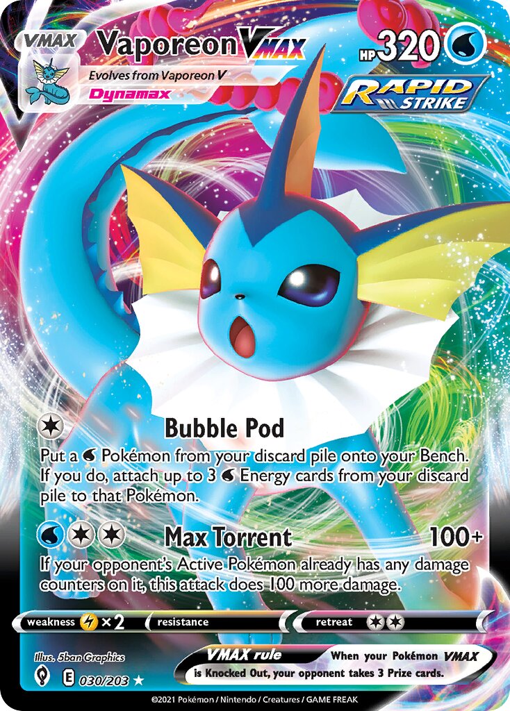 Vaporeon VMAX - 030/203 - Holo Rare VMAX (Inglés Foil NM)