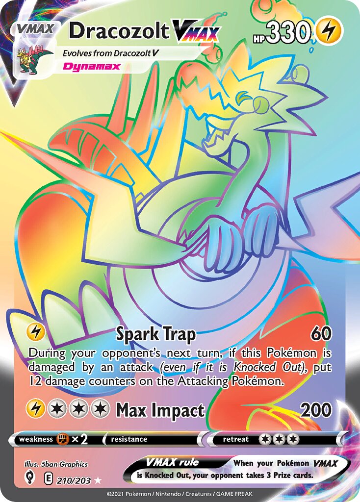 Dracozolt VMAX - 210/203 - Rare Rainbow (Inglés Foil NM)