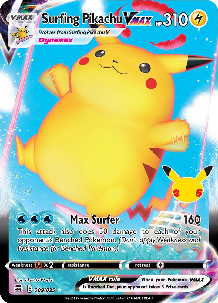 Surfing Pikachu VMAX - 009/025 - Holo Rare VMAX (Inglés Foil NM)