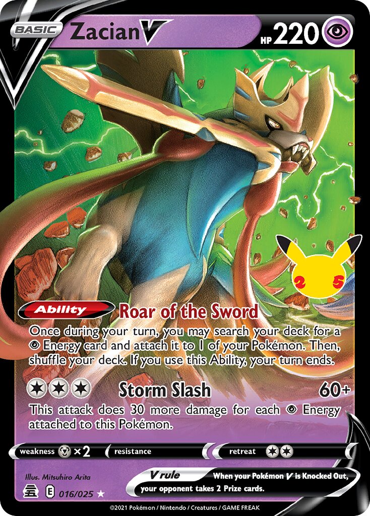 Zacian V - 016/025 - Holo Rare V (Inglés Foil NM)