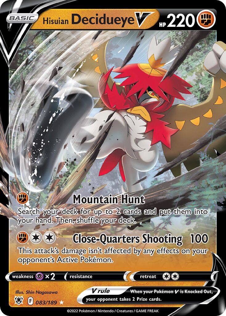 Hisuian Decidueye V - 083/189 - Holo Rare V (Inglés Foil NM)