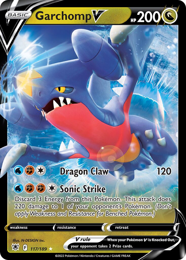 Garchomp V - 117/189 - Holo Rare V (Inglés Foil NM)