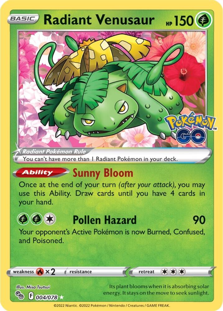 Radiant Venusaur - 004/078 - Radiant Rare (Español Foil NM)