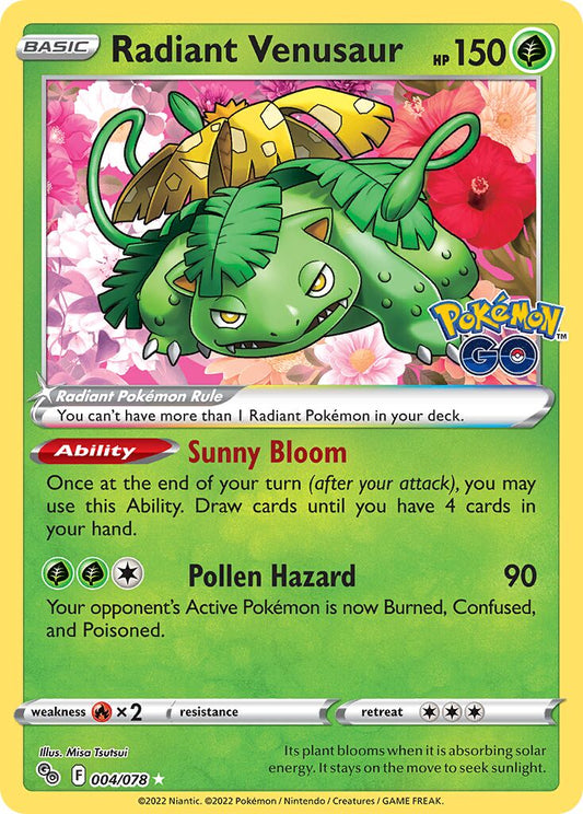 Radiant Venusaur - 004/078 - Radiant Rare (Inglés Foil LP)