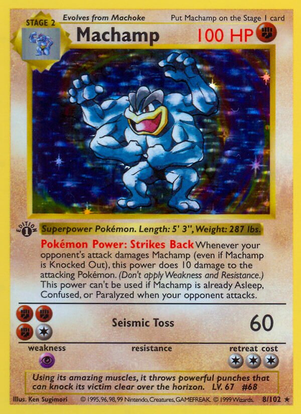 Machamp - 8/102 - 1st Edition Holofoil Rare Holo (Inglés 1st Edition Holofoil HP)