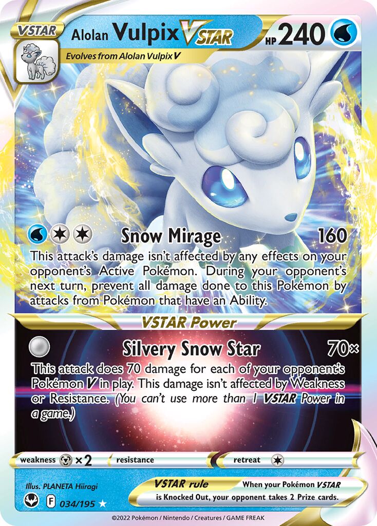 Alolan Vulpix VSTAR - 034/195 - Holo Rare VSTAR (Inglés Foil NM)