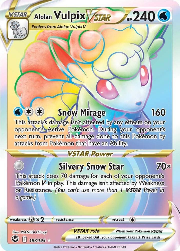 Alolan Vulpix VSTAR - 197/195 - Rare Rainbow (Inglés Foil NM)