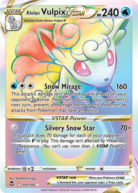 Alolan Vulpix VSTAR - 197/195 - Rare Rainbow (Inglés Foil NM)