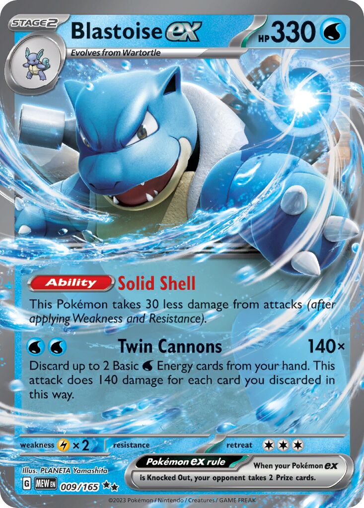 Blastoise ex - 009/165 - Double Rare (Inglés Foil LP)