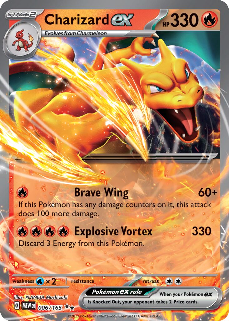 Charizard ex - 006/165 - Double Rare (Inglés Foil NM)