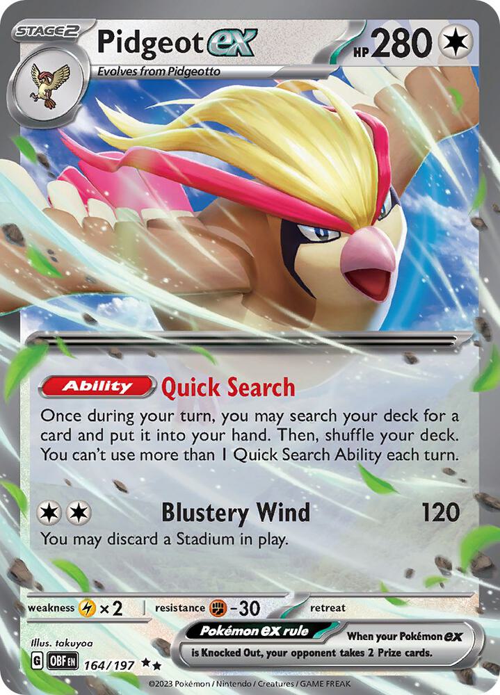 Pidgeot ex - 164/197 - Double Rare (Inglés Foil NM)