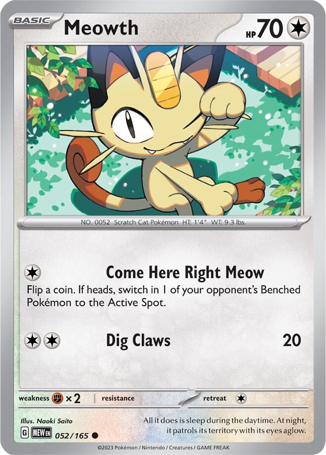 Meowth - 052/165 - Common (Inglés NM)