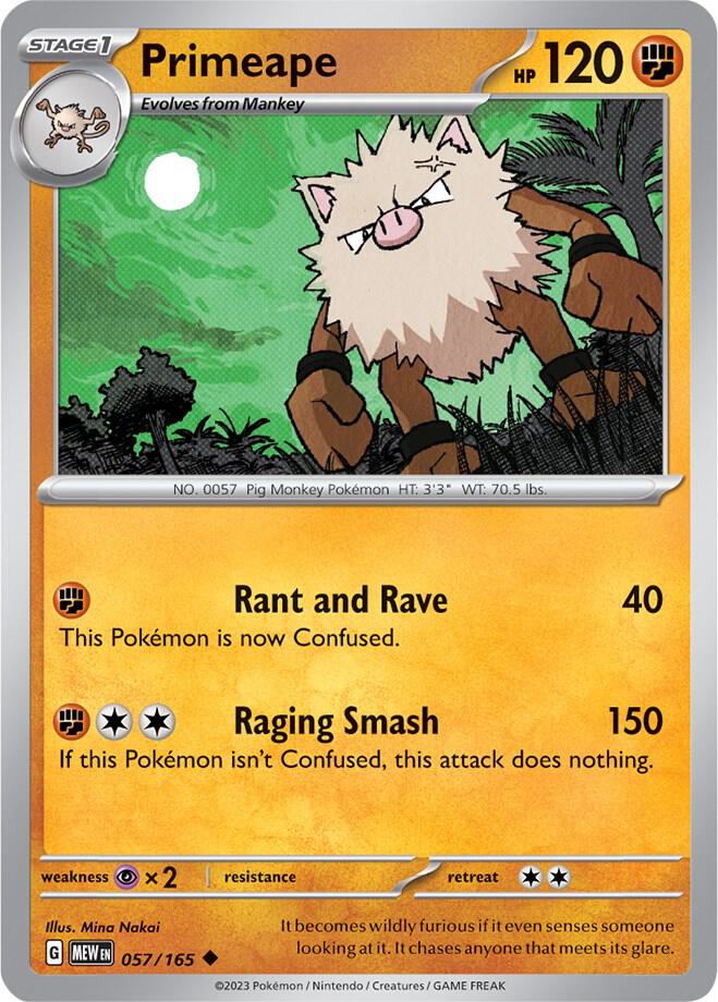 Primeape - 057/165 - Uncommon (Inglés NM)