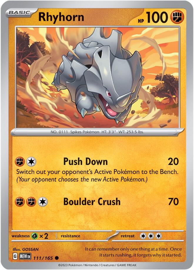 Rhyhorn - 111/165 - Common (Inglés NM)