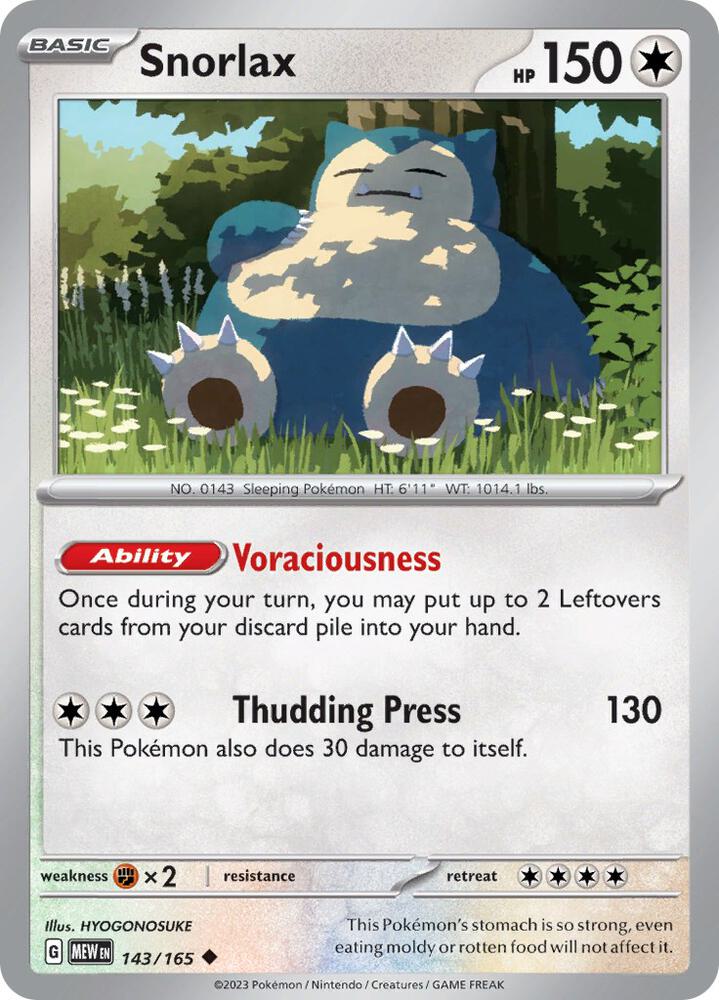 Snorlax - 143/165 - Uncommon (Español NM)