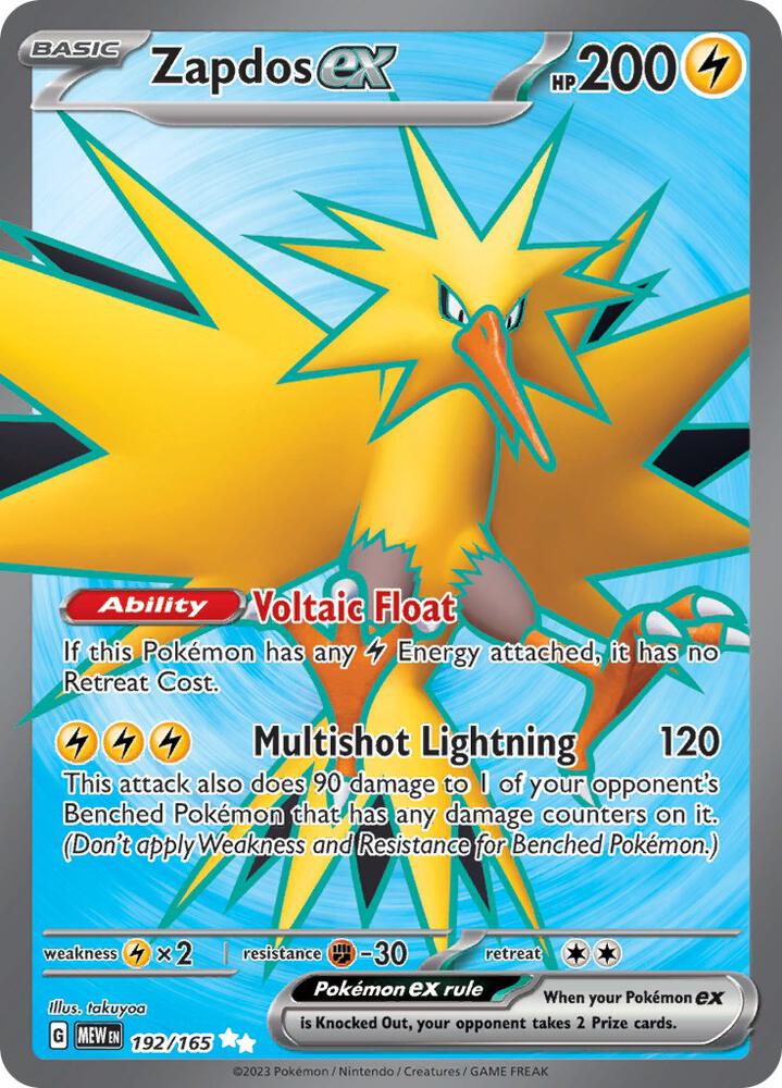 Zapdos ex - 192/165 - Ultra Rare (Español Foil NM)