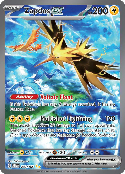 Zapdos ex - 202/165 - Special Illustration Rare (Inglés Foil NM)