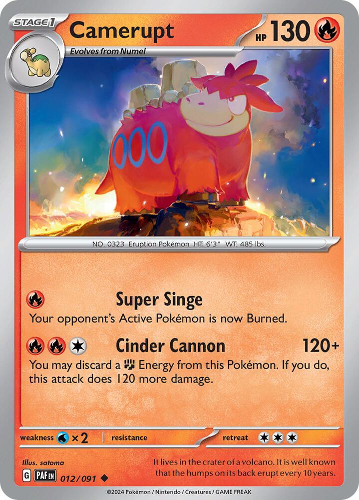 Camerupt - 012/091 - Uncommon (Inglés Reverse Holo NM)