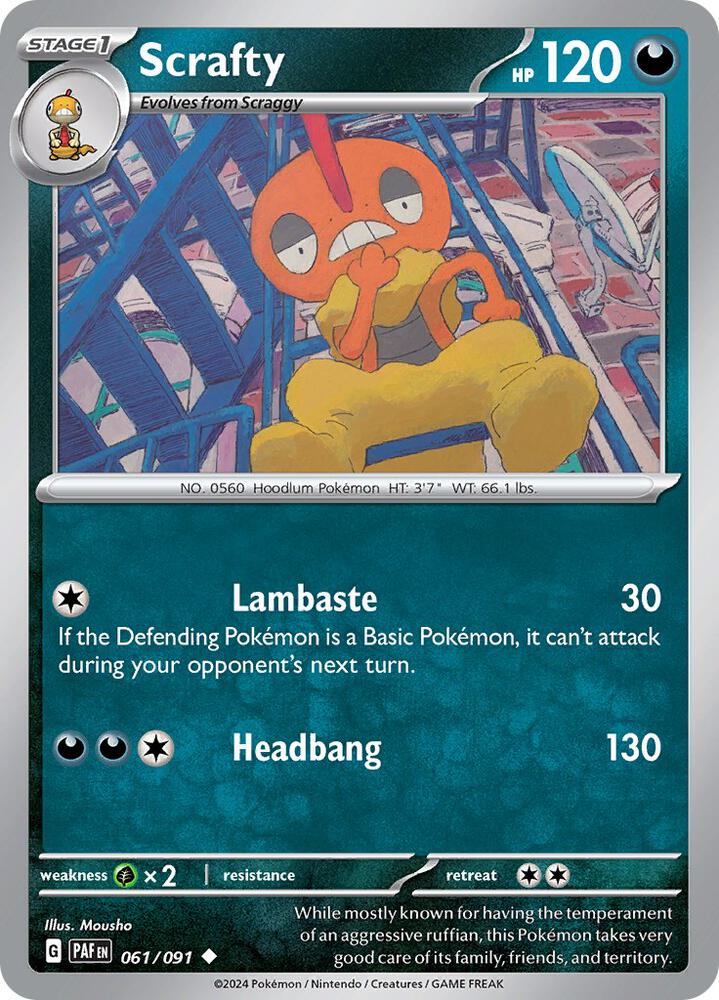 Scrafty - 061/091 - Uncommon (Inglés Reverse Holo NM)