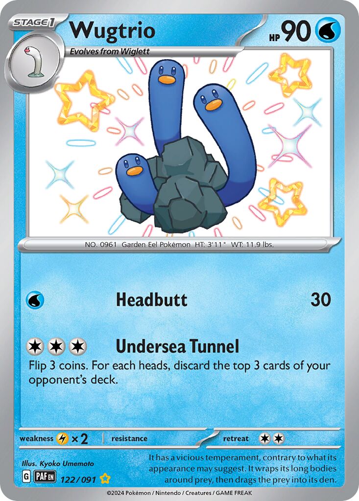 Wugtrio - 122/091 - Shiny Rare (Inglés Foil NM)