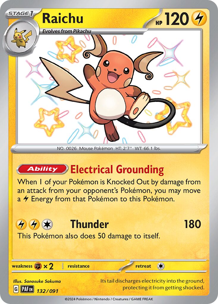 Raichu - 132/091 - Shiny Rare (Inglés Foil NM)
