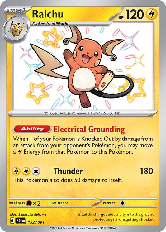Raichu - 132/091 - Shiny Rare (Inglés Foil NM)