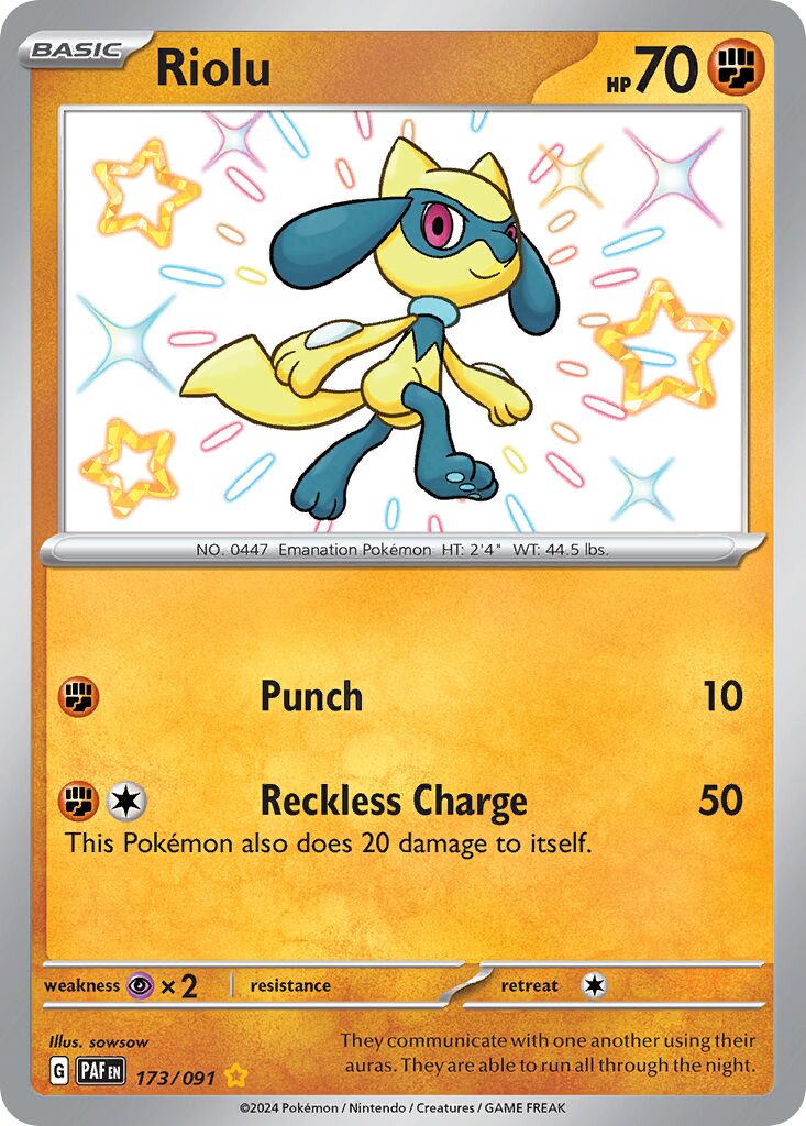 Riolu - 173/091 - Shiny Rare (Inglés Foil NM)