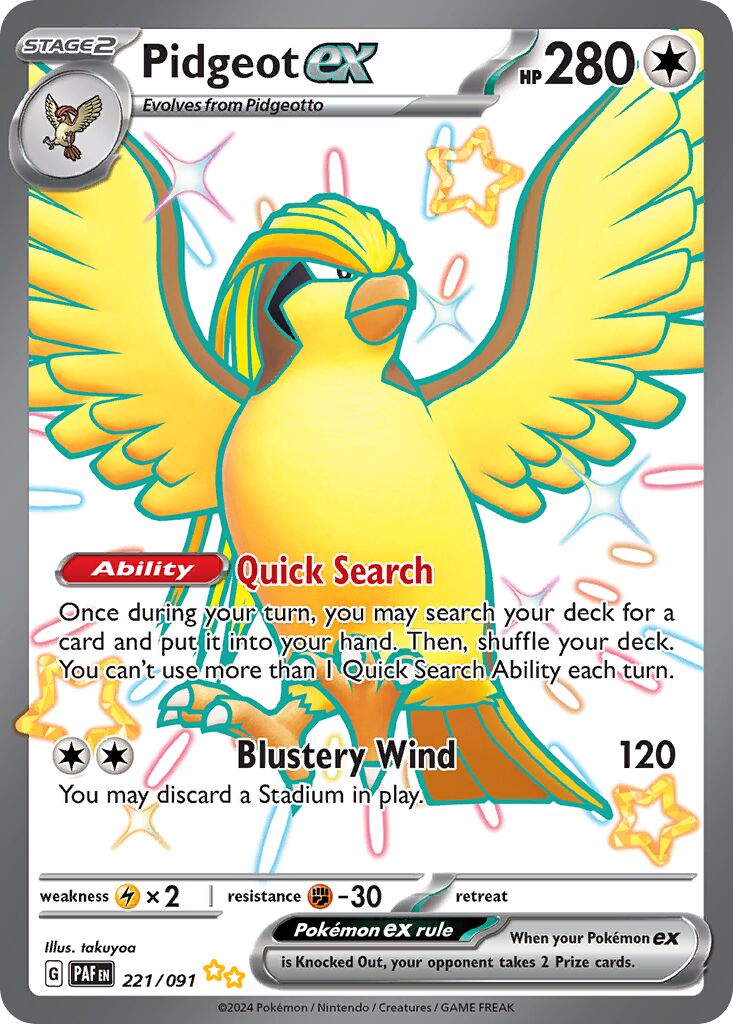 Pidgeot ex - 221/091 - Shiny Ultra Rare (Inglés Foil NM)
