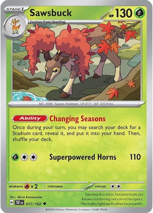 Sawsbuck - 017/162 - Uncommon (Inglés Reverse Holo NM)