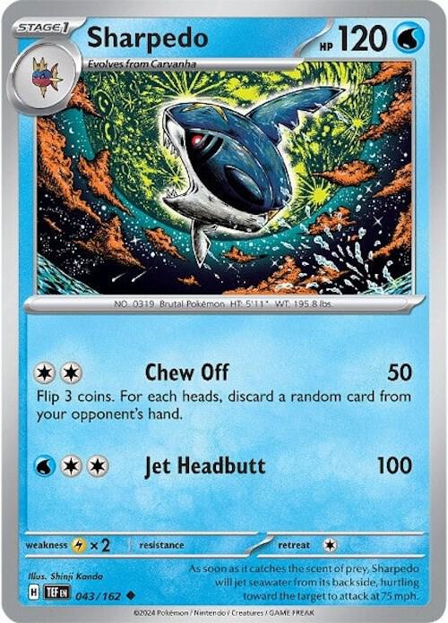 Sharpedo - 043/162 - Uncommon (Inglés Reverse Holo NM)