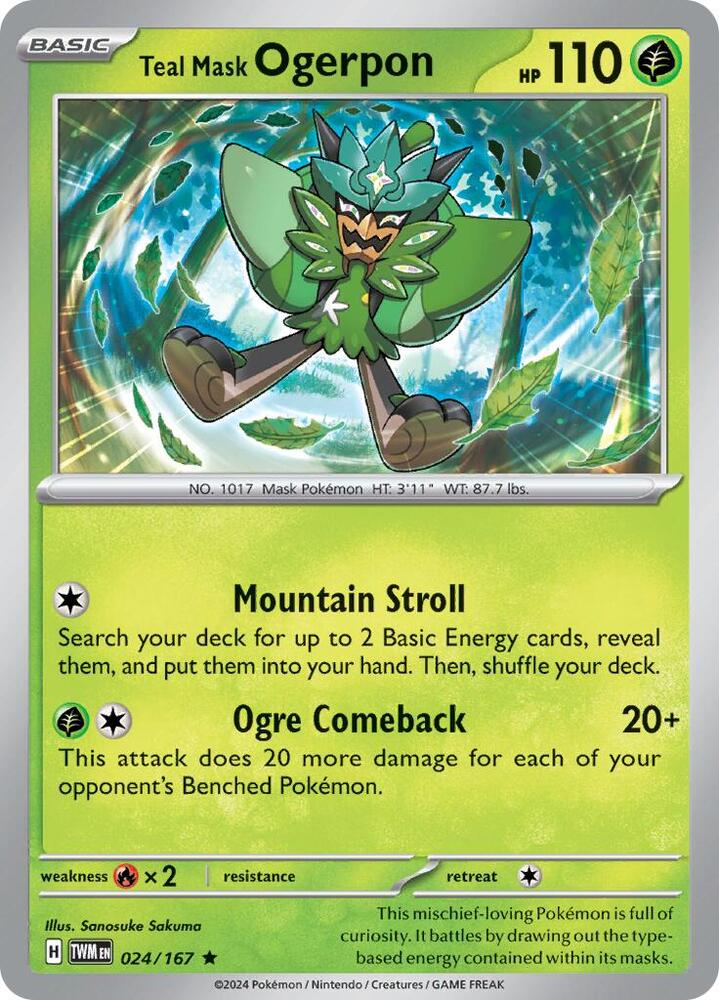 Teal Mask Ogerpon - 024/167 - Rare (Inglés Foil NM)