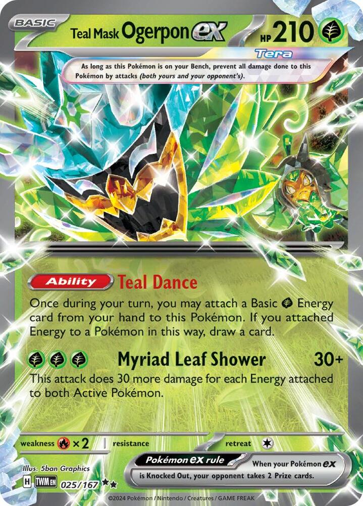 Teal Mask Ogerpon ex - 025/167 - Double Rare (Inglés Foil NM)