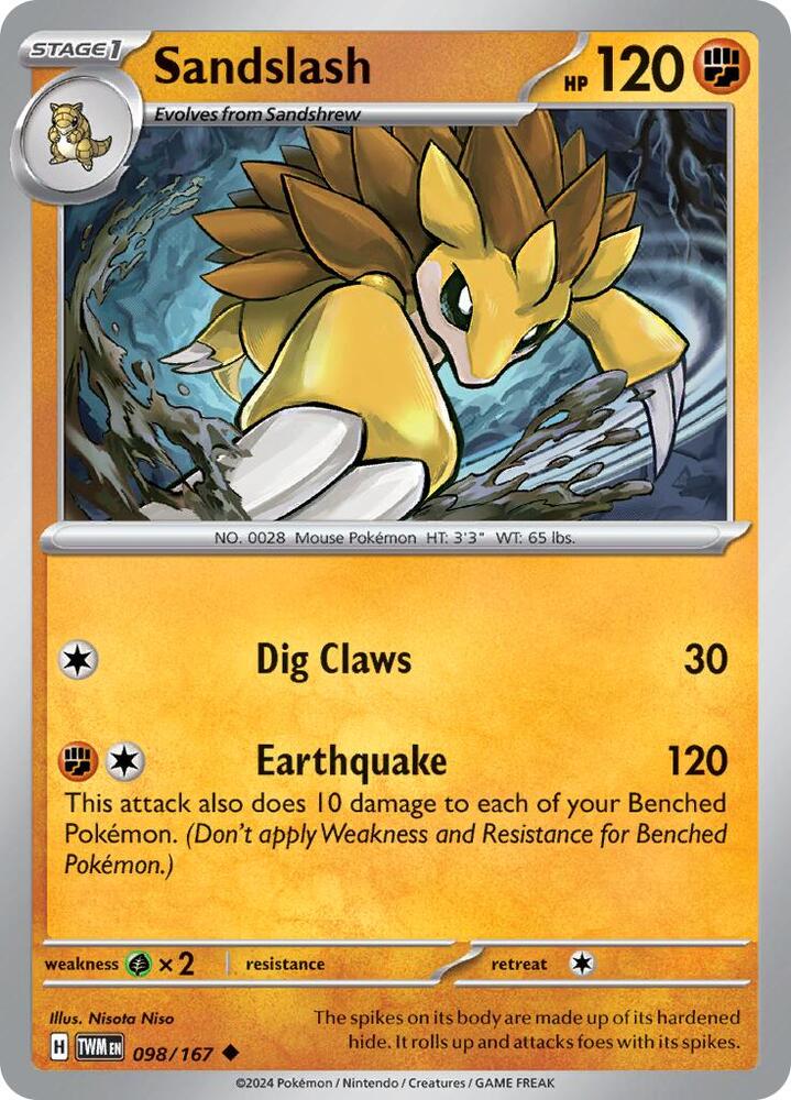Sandslash - 098/167 - Uncommon (Español Reverse Holo NM)