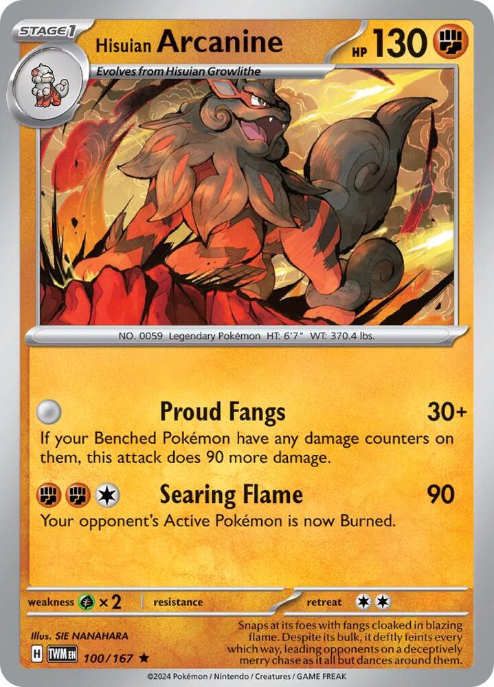 Hisuian Arcanine - 100/167 - Rare (Inglés Foil NM)