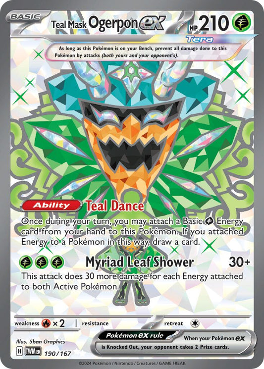 Teal Mask Ogerpon ex - 190/167 - Ultra Rare (Inglés Foil NM)