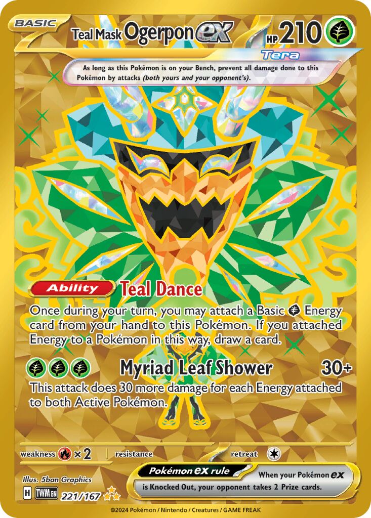 Teal Mask Ogerpon ex - 221/167 - Hyper Rare (Inglés Foil NM)
