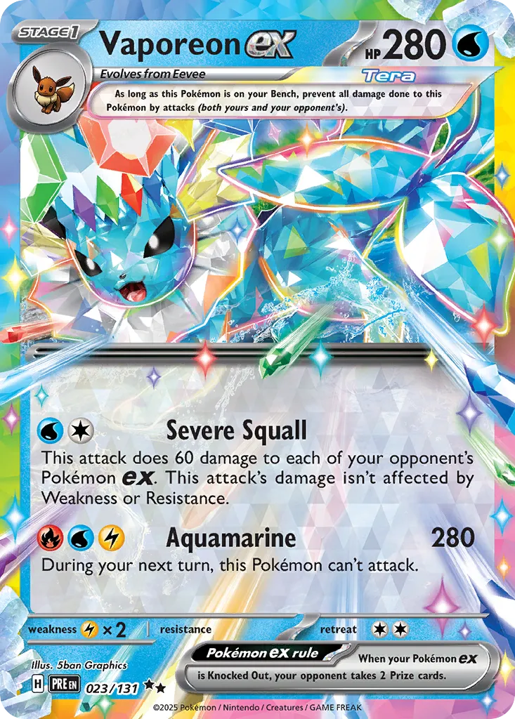 Vaporeon ex - 023/131 - Double Rare (Inglés Foil NM)