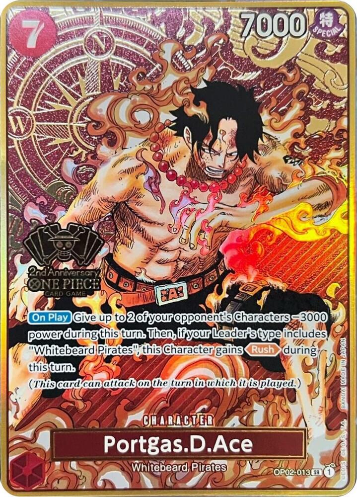 Portgas.D.Ace (One Piece Japanese Version 2nd Anniversary Set) - OP02-013 - Super Rare Foil (Inglés Foil NM)