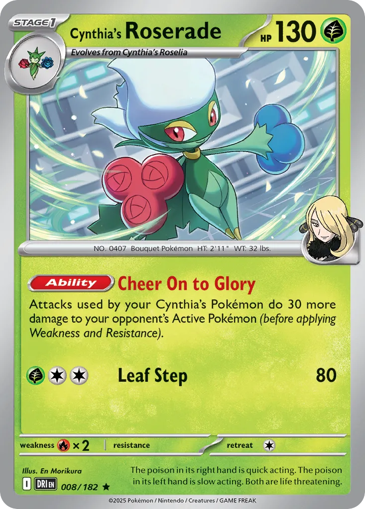 Cynthia's Roserade - 008/182 - Rare (Español Latino Foil NM)