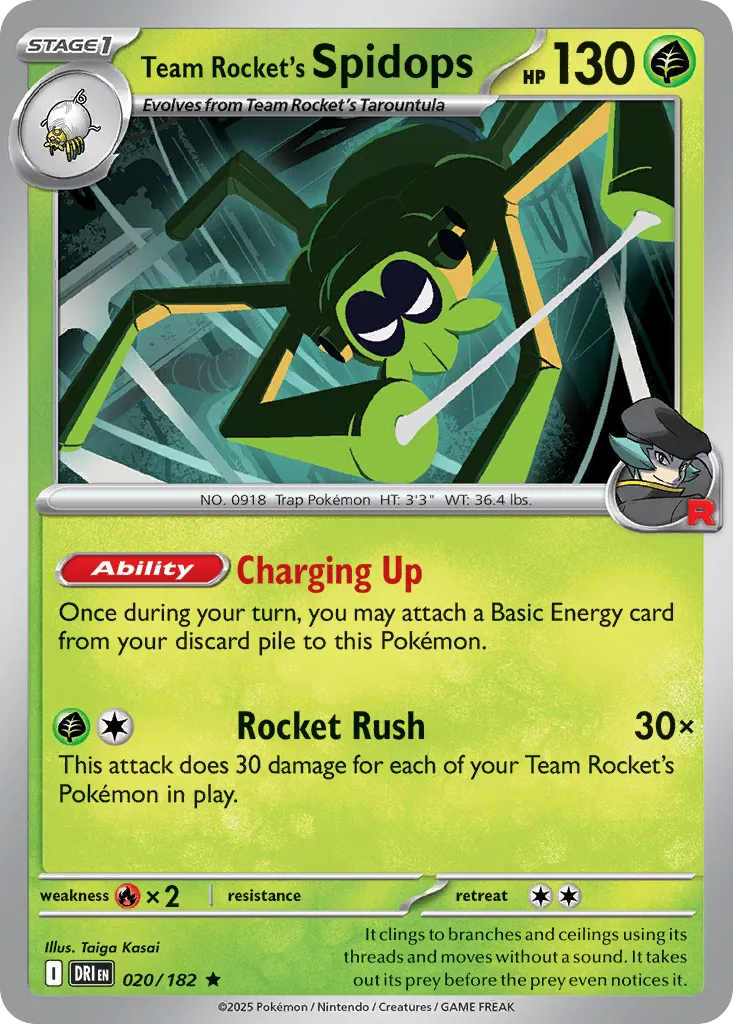 Team Rocket's Spidops - 020/182 - Rare (Español Foil NM)