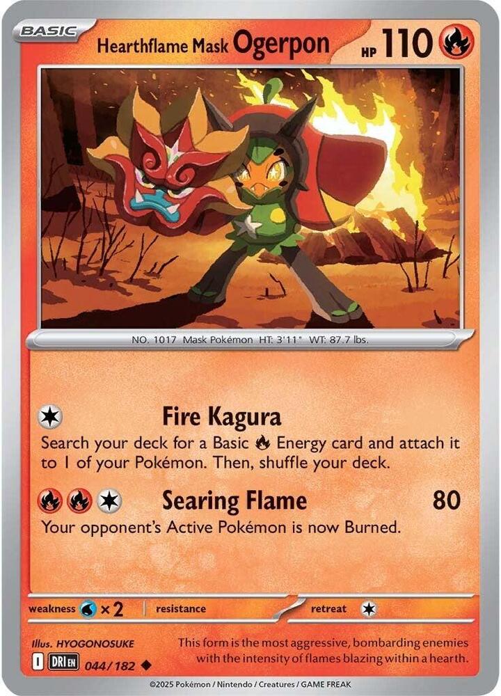 Hearthflame Mask Ogerpon - 044/182 - Uncommon (Inglés NM)
