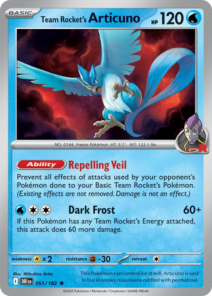 Team Rocket's Articuno - 051/182 - Rare (Inglés Foil NM)