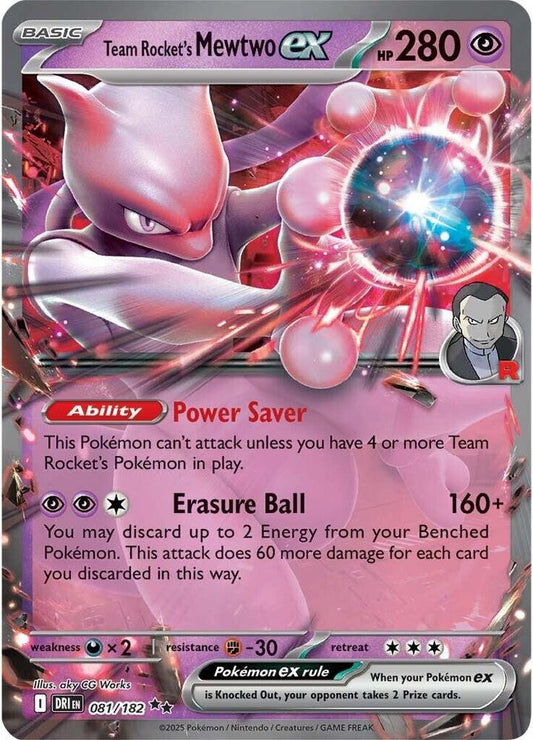 Team Rocket's Mewtwo ex - 081/182 - Double Rare (Español Latino Foil NM)