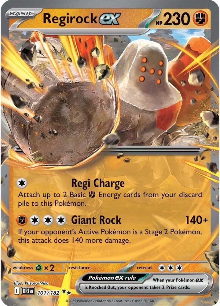 Regirock ex - 101/182 - Double Rare (Español Foil NM)