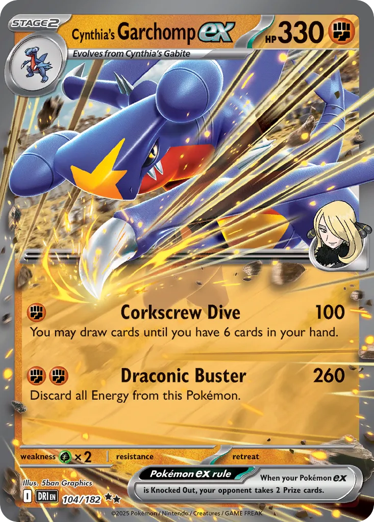 Cynthia's Garchomp ex - 104/182 - Double Rare (Inglés Foil NM)