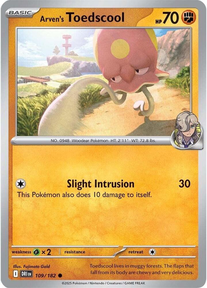 Arven's Toedscool - 109/182 - Common (Español Reverse Holo NM)
