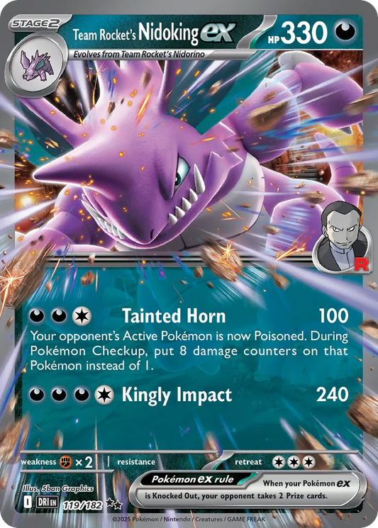 Team Rocket's Nidoking ex - 119/182 - Double Rare (Inglés Foil NM)